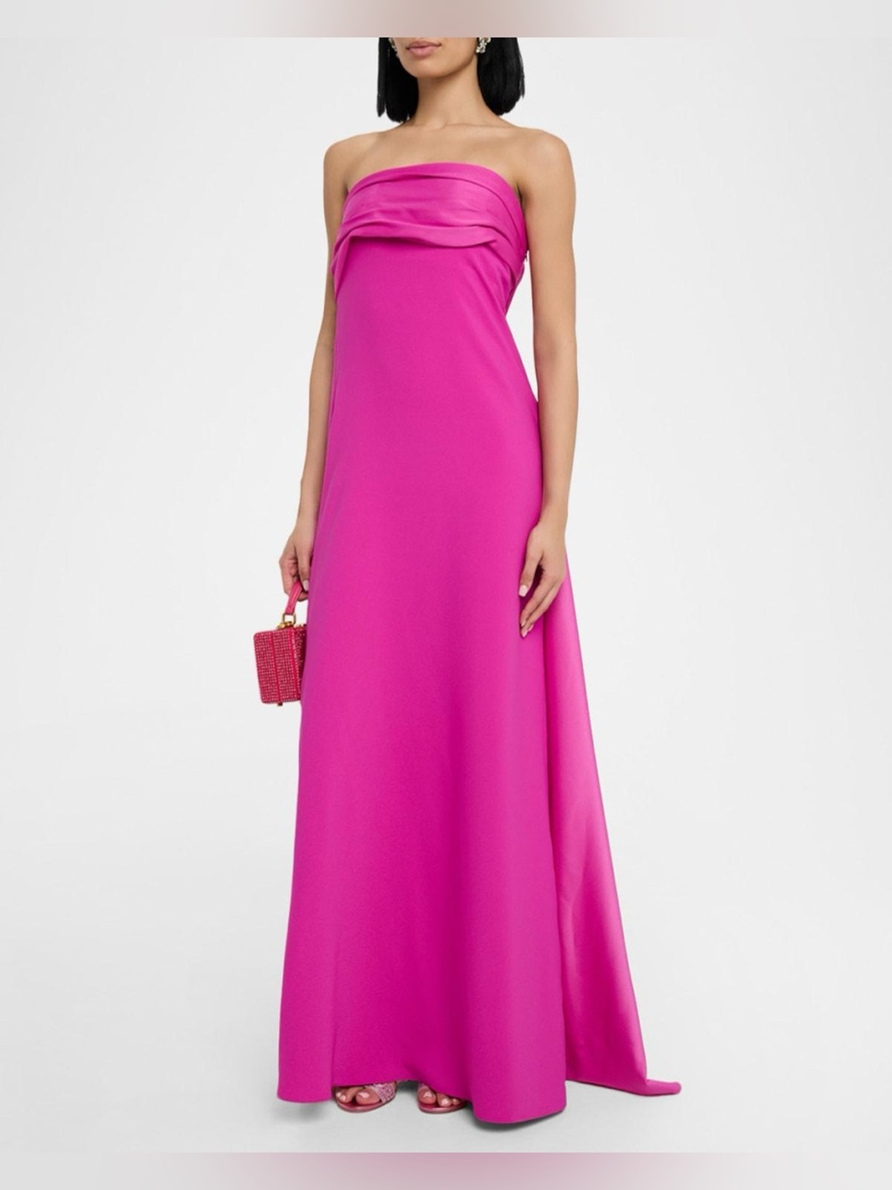 Halston Heritage Strapless Magenta Evening Gown